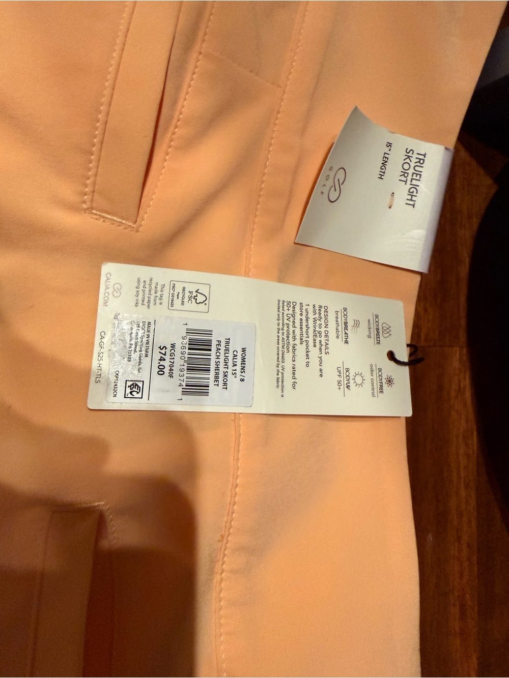 CALIA by Carrie Underwood Peach Mini Skirt with White Double Stripe Hem - Picture 3 of 3